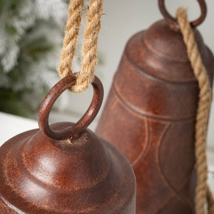 2PC - 21” & 11” INCH RUSTIC BELL ORNAMENT SET