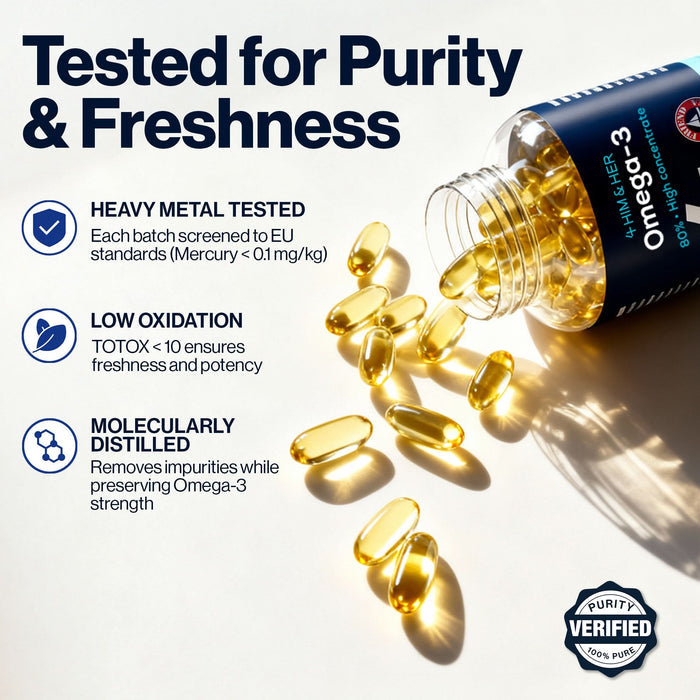 4 HIM & HER Omega 3 Fish Oil 80% Concentrated Omega3 with EPA, DHA & DPA 120 Softgels