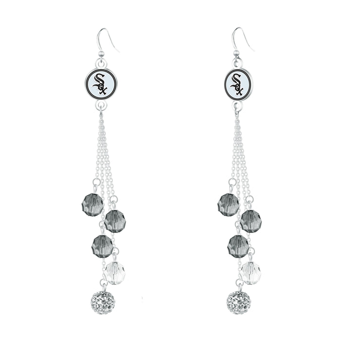 Beaded Chain White Sox Dangle Earring