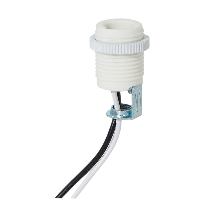 Candelabra Base Porcelain Threaded Keyless Socket with Retaining Ring (47766)