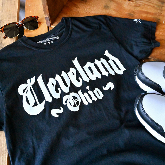 Cleveland Black Letter - Mens/Unisex Crew T-Shirt