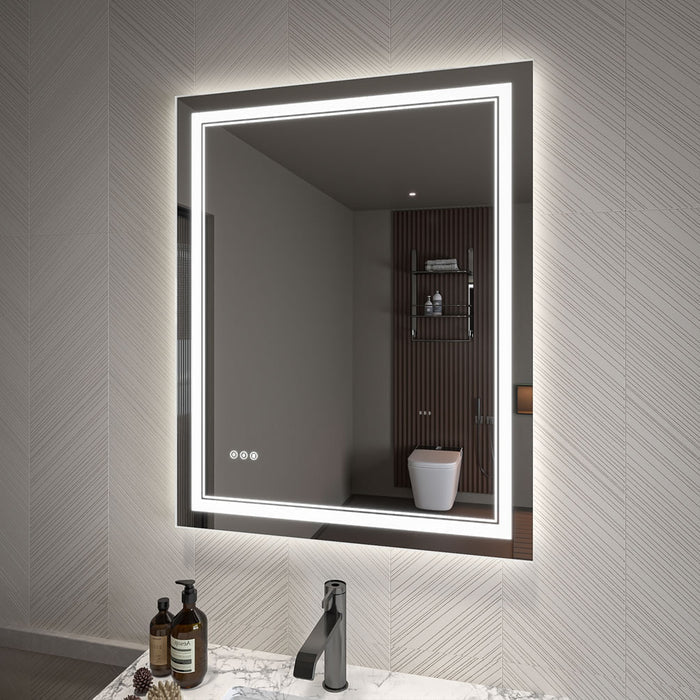 Mirror Luxe Covington LED Bathroom Vanity Mirror 32" x 40" - mount it horizontally or vertically.