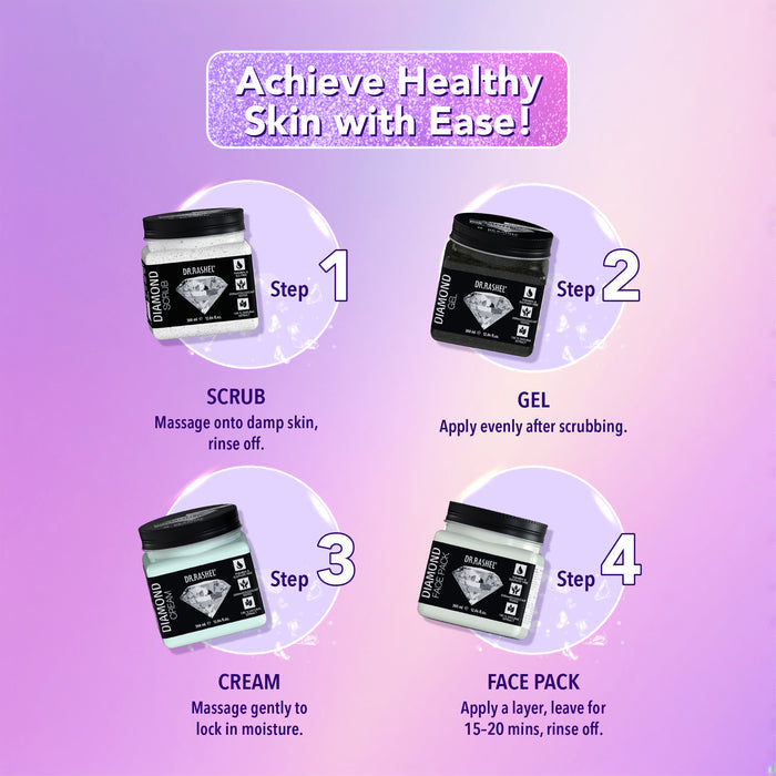 Diamond Facial Pack of 4 (scrub, Gel, Cream & Facepack) - 1520 ml