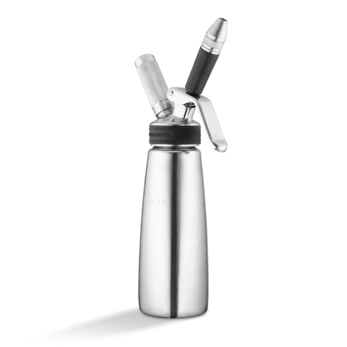 Stainless steel Dispenser for use with all NitroPress machines displayed on a white background