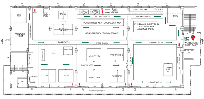 Evacuation Floor Map | Night Glow Safety Map Board (3 x 4 Ft)