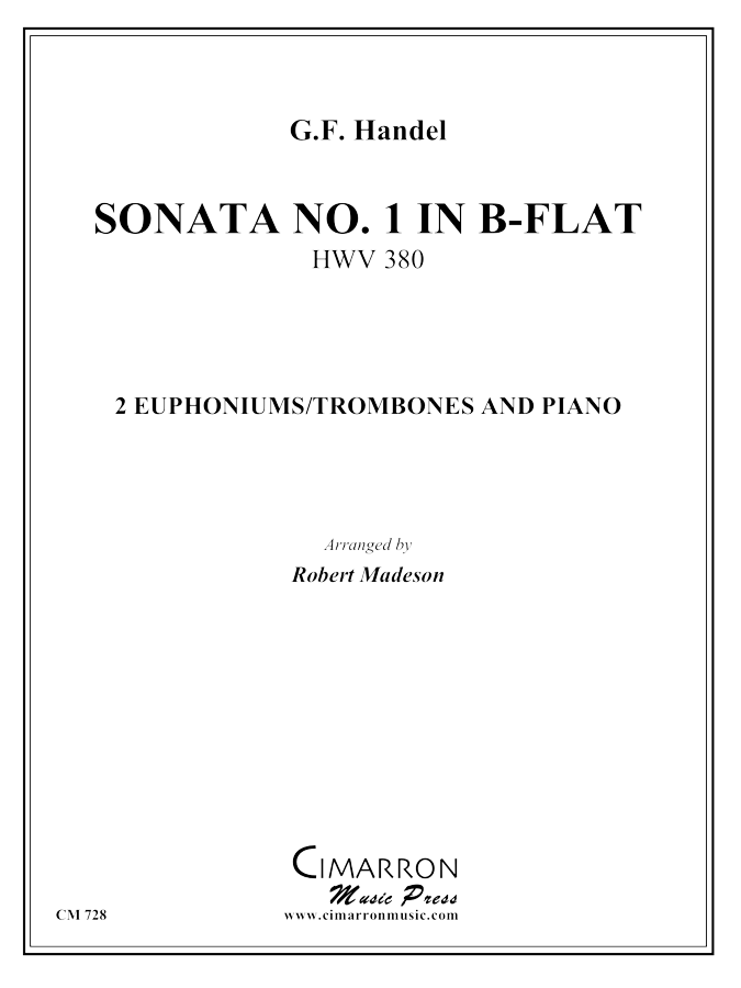 Handel - Sonata No. 1 in Bb (HWV 380) - Trombone or Euphonium Duet and Piano