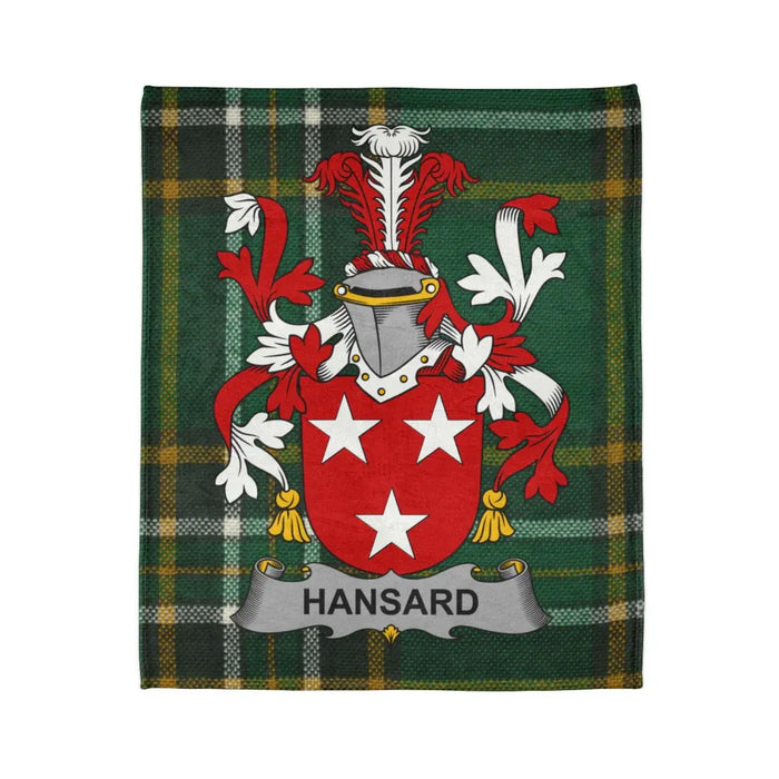 Hansard Family Crest Green Tartan Blanket