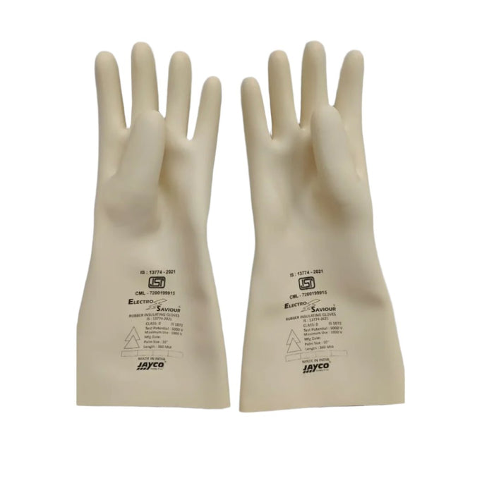 Jayco electrical hand gloves - Model 1072 - Class 0 Test Potential : 5 KV Working Potential : 1000 V