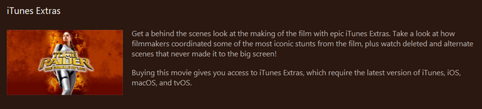 Lara Croft Tomb Raider: The Cradle of Life iTunes 4K Digital Code (2003)