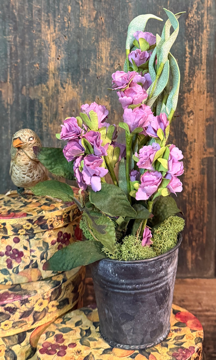 LV-MF-P Potted Real Touch Flowers in Tin Pot - Pink