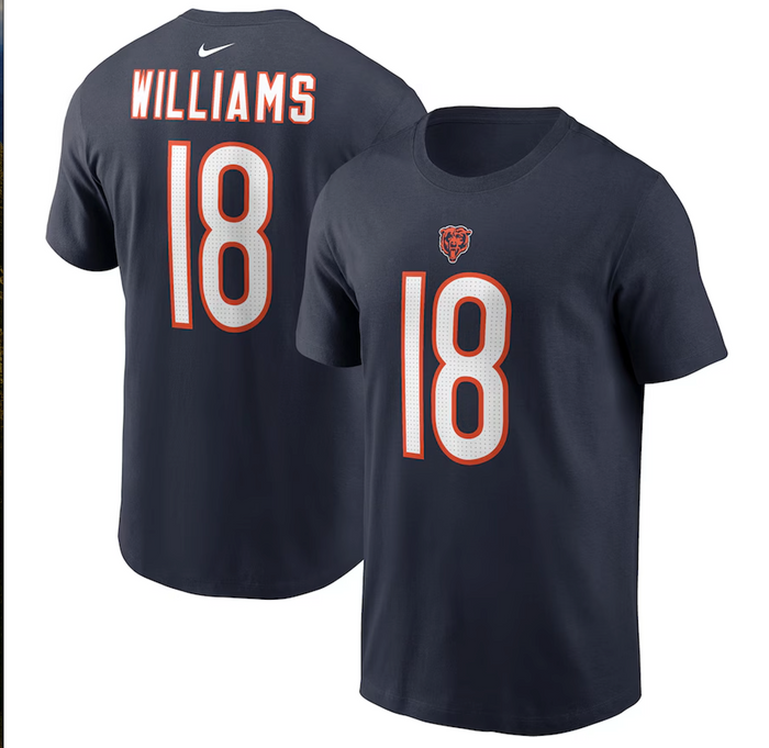 Men's Chicago Bears Nike Navy Caleb Williams Player Tee #18