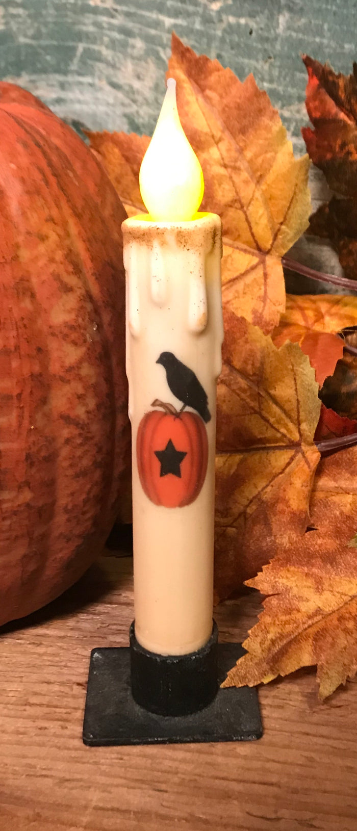 NET-03 Pumpkin with Crow Battery Operated Candle