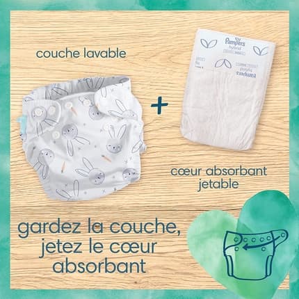 Pampers Harmonie Hybrid, 3 Cloth Diapers Hybrid, Protects Sensitive Skin From