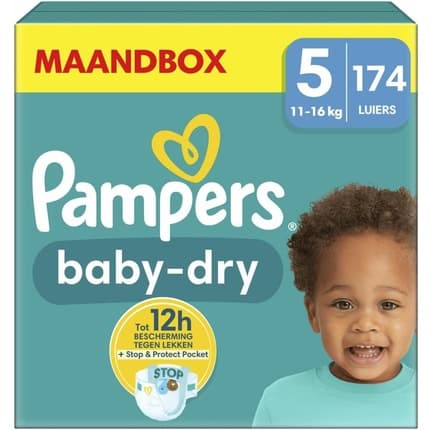 Pampers Nappies Size 5 Babydry Junior Monthly Box Up To 12 Hours Allround Leak Protection