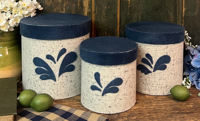 PB-339 Wool Cover Boxes with Traditional Design - Set of 3