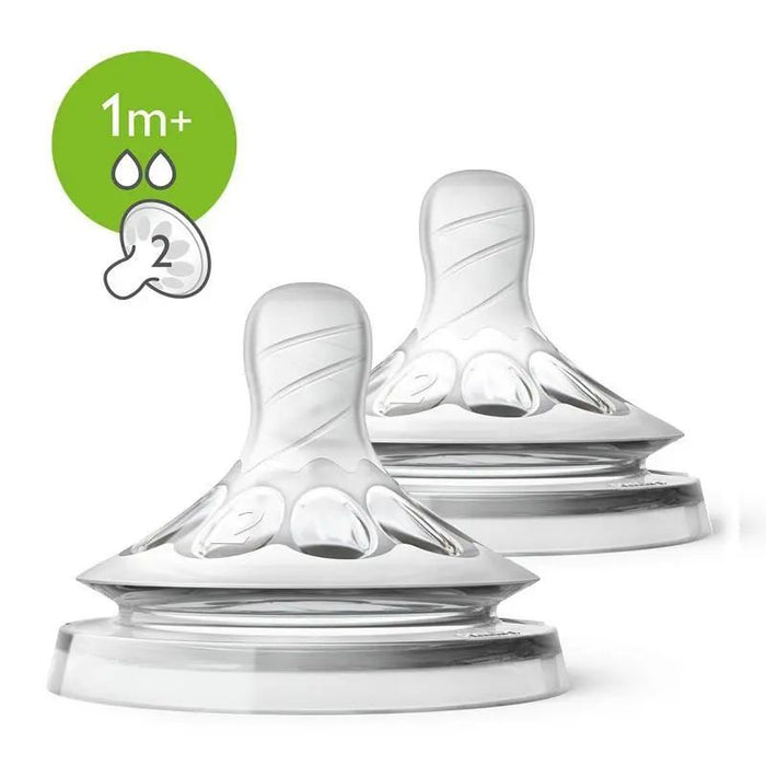Philips Avent Natural Slow Flow Teats (1+ Month), 2 Pieces - Makkah Pharmacy