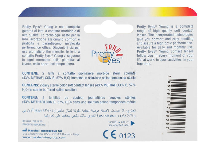 Pretty Eyes Young Sterile Daily Color Contact Lenses Ocean, 2 Pieces - Makkah Pharmacy