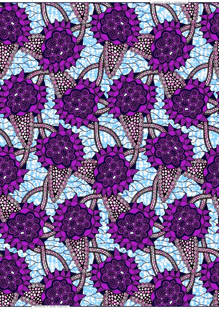 Afican fabric with purple and blue design