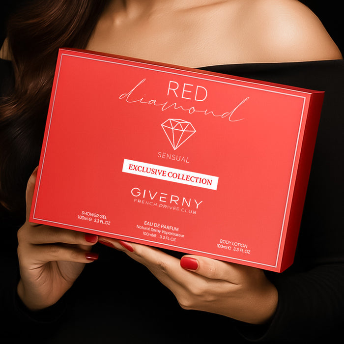 Red Diamond Gift Set – 3 Pcs | Eau De Parfum, Body Lotion & Shower Gel - 100ml Each