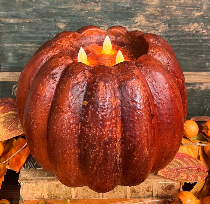 RJ-LPC Realistic Flame Lg Pumpkin Candle