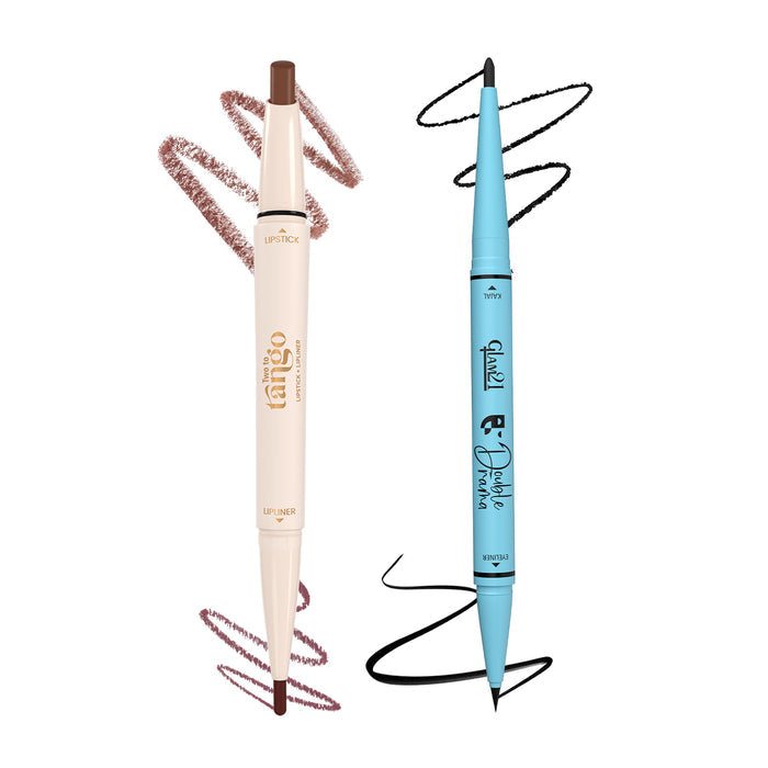 Two To Tango Lip Liner + Lipstick & Double Drama Kajal+ Eyeliner