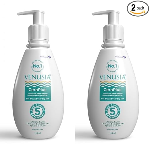 Venusia Ceraplus Lotion for Dry Skin 5 Essential Ceramides for Deep moisturization barrier repair I With Oat oil oat extract Hyaluronic Acid I Fragrance free body lotion I100ml