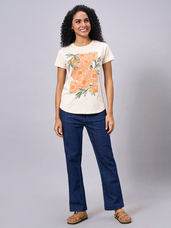 Women's 100% Organic Cotton Regular Fit Tshirt Natural