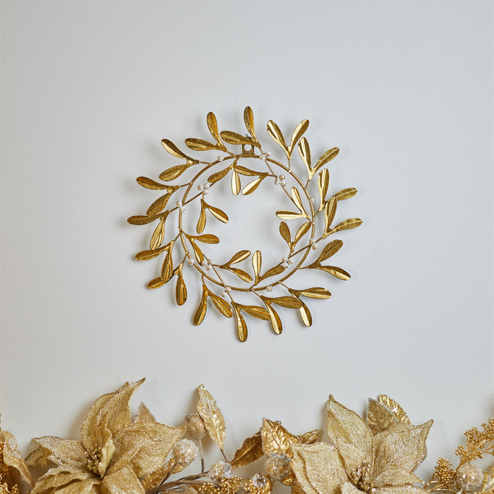 12" INCH MISTLETOE METAL WREATH