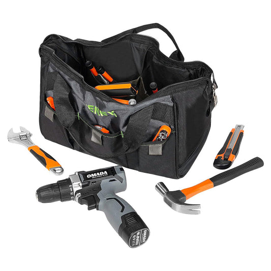15-Inch Heavy Duty Tool Bag – Waterproof Wide Mouth Tool Organizer with Molded Base & 8 Pockets (750 Days Warranty)