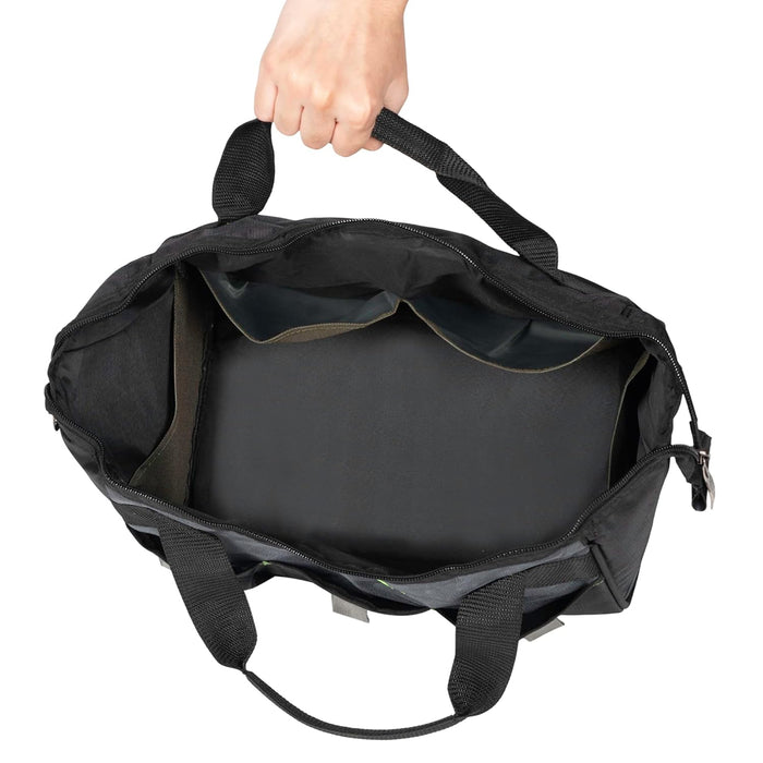 15-Inch Heavy Duty Tool Bag – Waterproof Wide Mouth Tool Organizer with Molded Base & 8 Pockets (750 Days Warranty)
