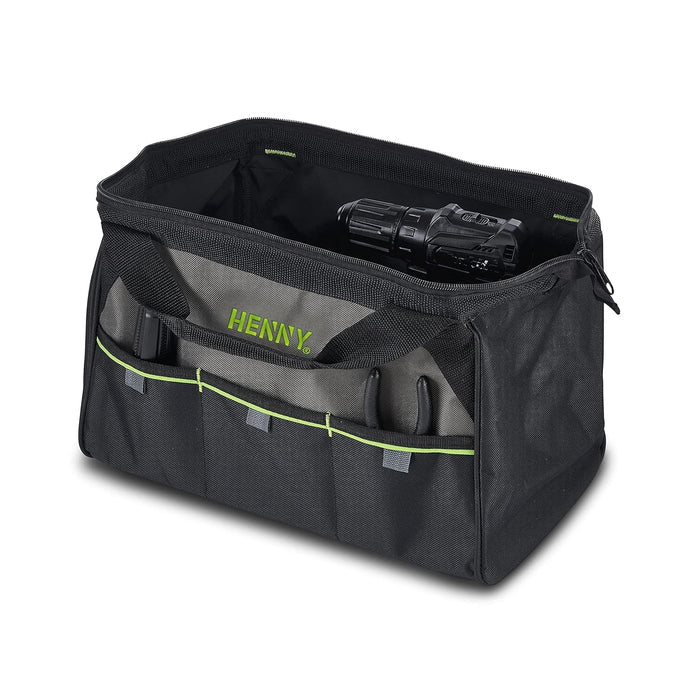 15-Inch Heavy Duty Tool Bag – Waterproof Wide Mouth Tool Organizer with Molded Base & 8 Pockets (750 Days Warranty)