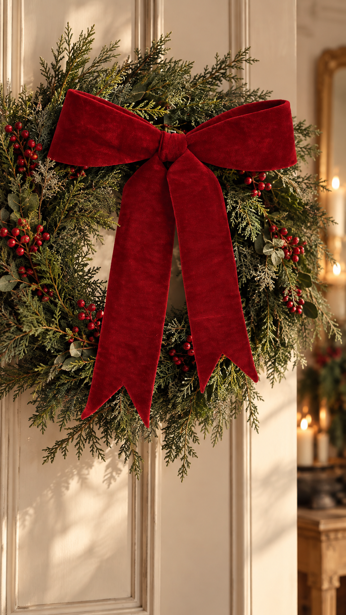 15" INCH VELVET HOLIDAY BOW