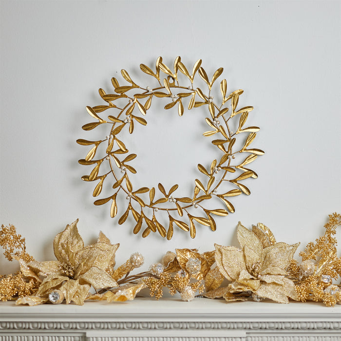 16” INCH MISTLETOE METAL WREATH