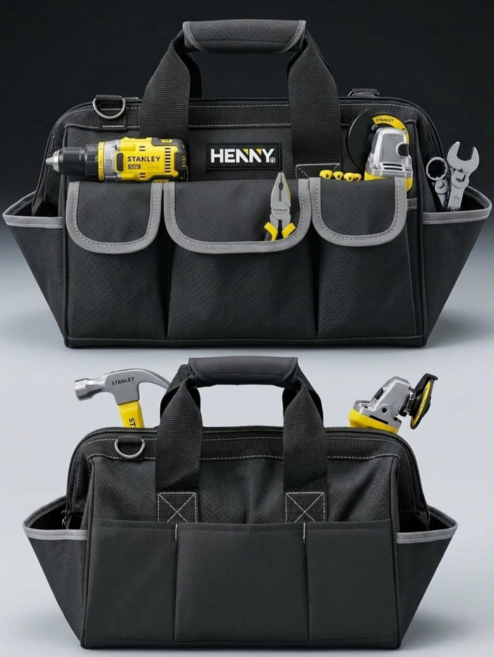 18-Inch Heavy Duty Tool Bag – 16 Pocket Waterproof Electrician & Technician Storage Organizer with Shoulder Strap