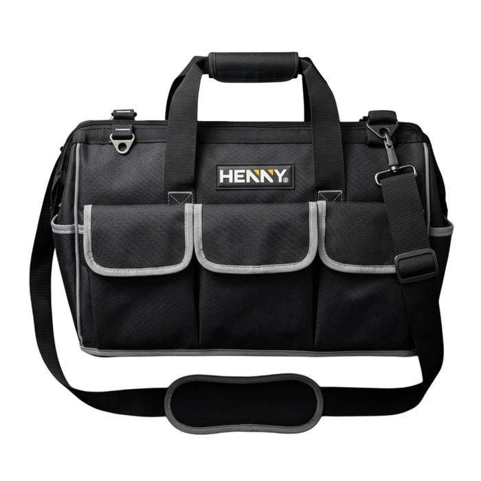 18-Inch Heavy Duty Tool Bag – 16 Pocket Waterproof Electrician & Technician Storage Organizer with Shoulder Strap