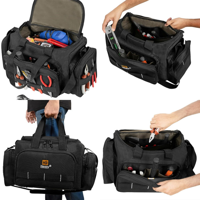18-Inch Heavy Duty Tool Bag – 50kg Load Waterproof Urban Cord Electrician & Technician Tool Bag with Fixed Shoulder Strap