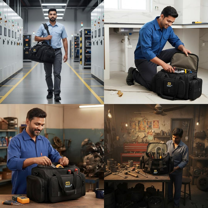 18-Inch Heavy Duty Tool Bag – 50kg Load Waterproof Urban Cord Electrician & Technician Tool Bag with Fixed Shoulder Strap