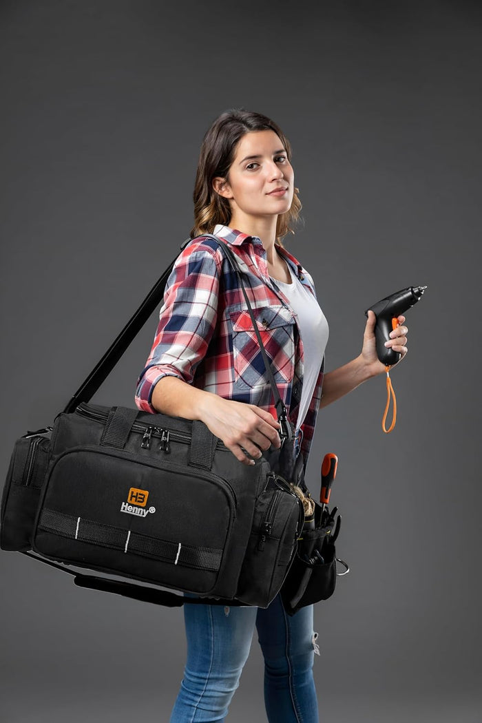 18-Inch Heavy Duty Tool Bag – 50kg Load Waterproof Urban Cord Electrician & Technician Tool Bag with Fixed Shoulder Strap
