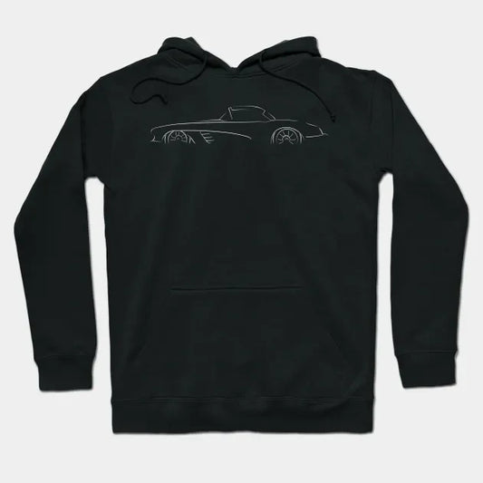 1958 Chevy C1 Corvette - Stencil Profile, White Hoodie