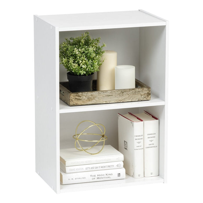 2-Tier Wood Storage Shelf, White - IRIS USA, Inc.