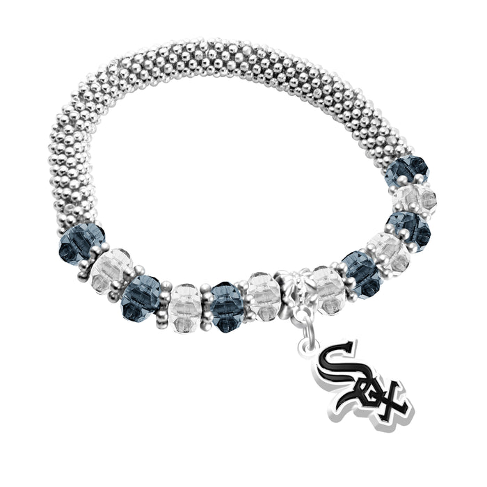 2-Tone Beaded White Sox Bracelet