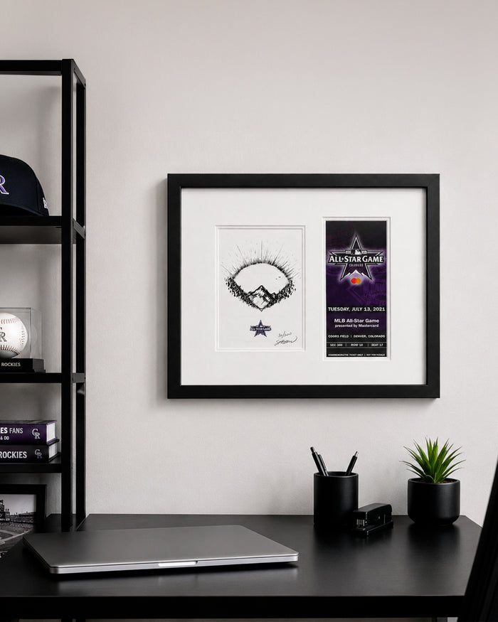 2021 MLB All-Star Game Sketch Art Print Framed with Ticket