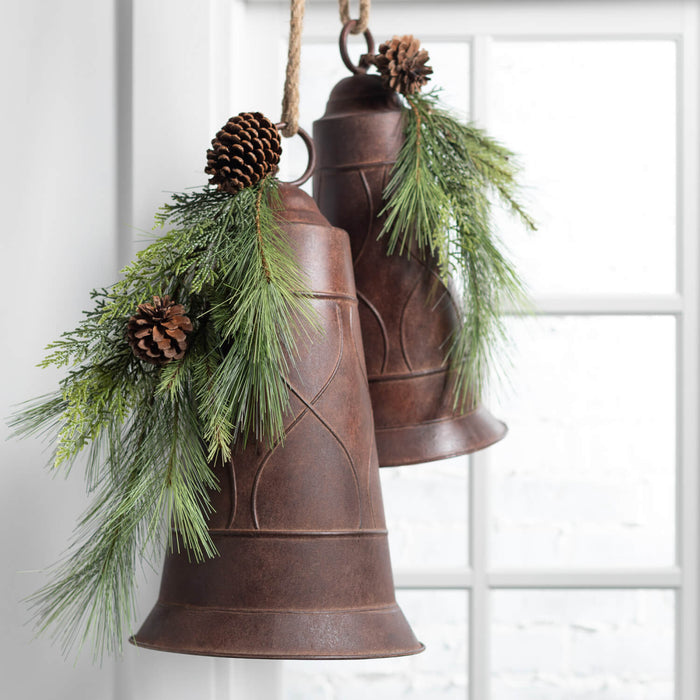 2PC - 21” & 11” INCH RUSTIC BELL ORNAMENT SET