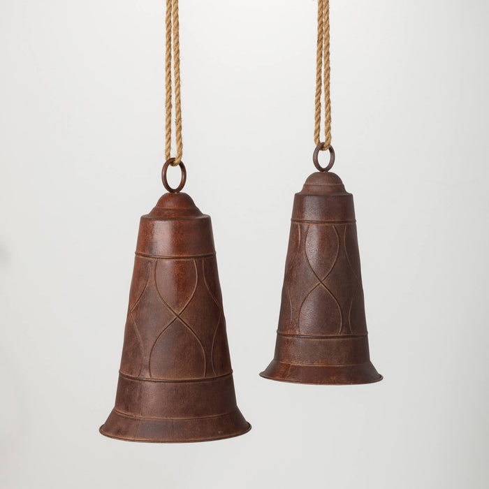 2PC - 21” & 11” INCH RUSTIC BELL ORNAMENT SET