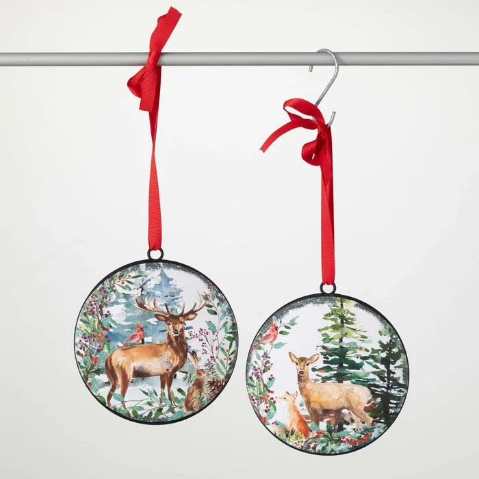 2PC METAL DEER ORNAMENT SET
