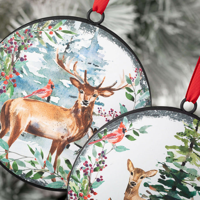 2PC METAL DEER ORNAMENT SET