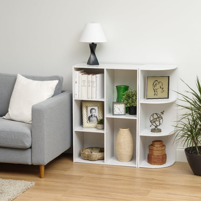 3-Tier Corner Curved Shelf Organizer, White - IRIS USA, Inc.