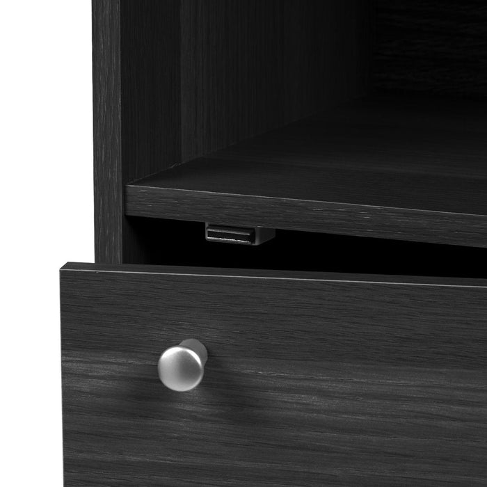 3-Tier Wood Storage Shelf with Door, Black - IRIS USA, Inc.