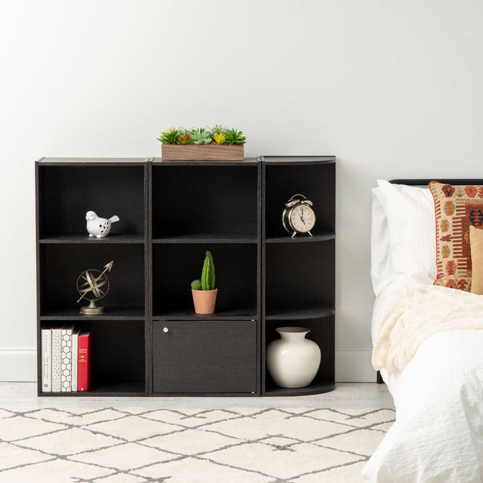3-Tier Wood Storage Shelf with Door, Black - IRIS USA, Inc.