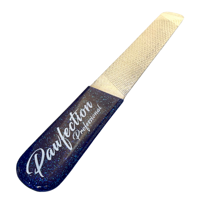 3.75" Engraved Nail File w/ Blue Glitter Handle